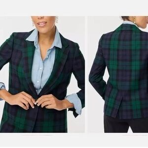 J. Crew Teal and Navy Plaid Blazer